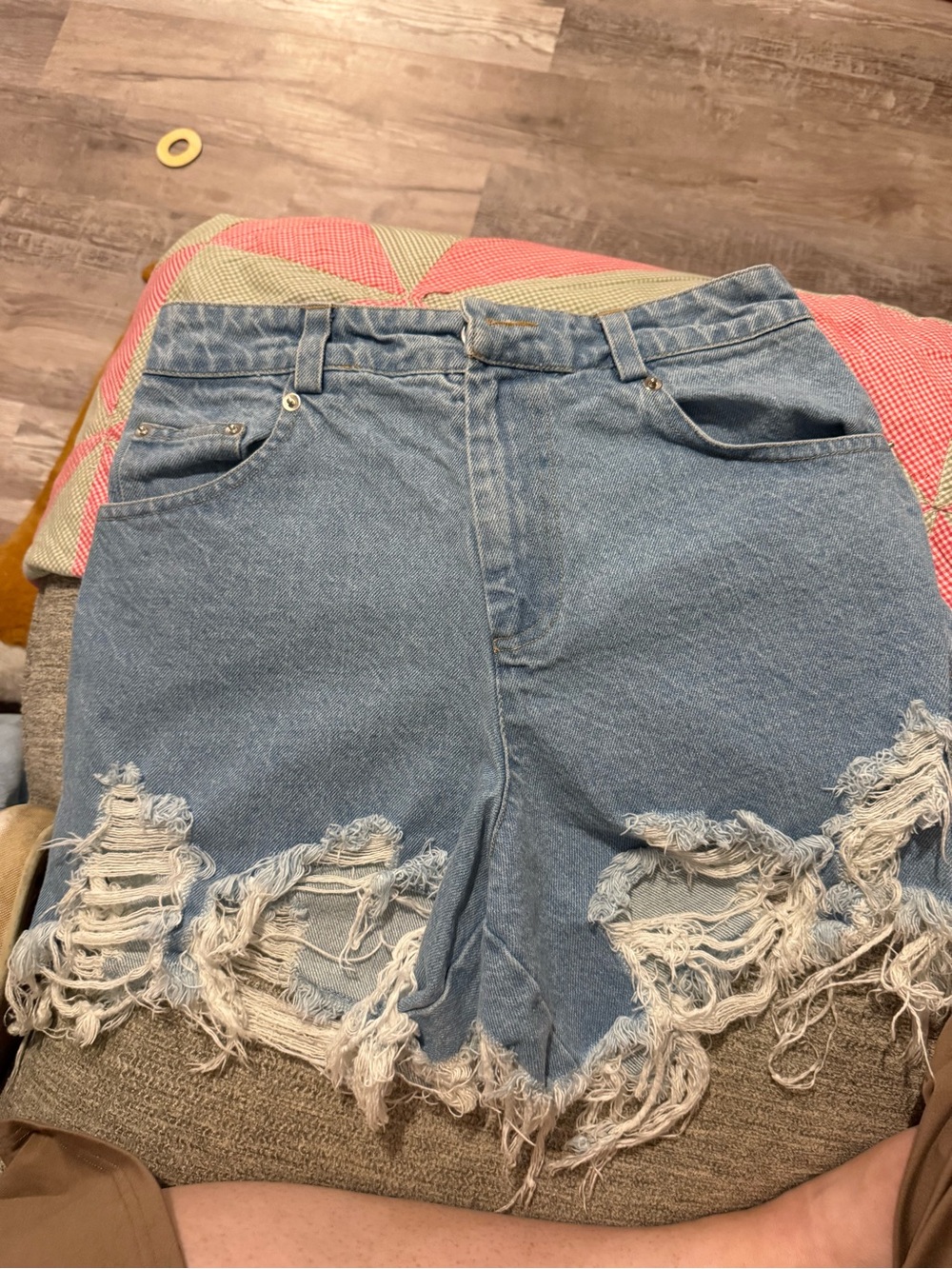 Sea New York Light Blue Distressed High-Rise Denim Cutoff Shorts